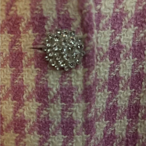 CeCe Pink & Cream Houndstooth Jacket with Crystal Buttons 2X - Picture 4 of 7